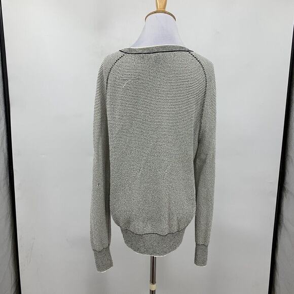 Theory Sweater Womens S Small White Black Oversized Striped Tweed Pullover - Picture 5 of 10